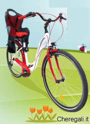 bicicletta-donna-con-seggiolino-pampers