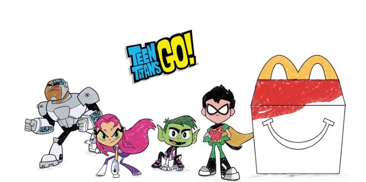Teen Titans Go Poster da colorare, pastelli e stickers con Happy Meal