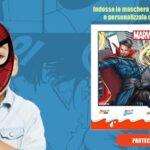 Maschera superoe Marvel e vignetta personalizzata con merendine Kinder